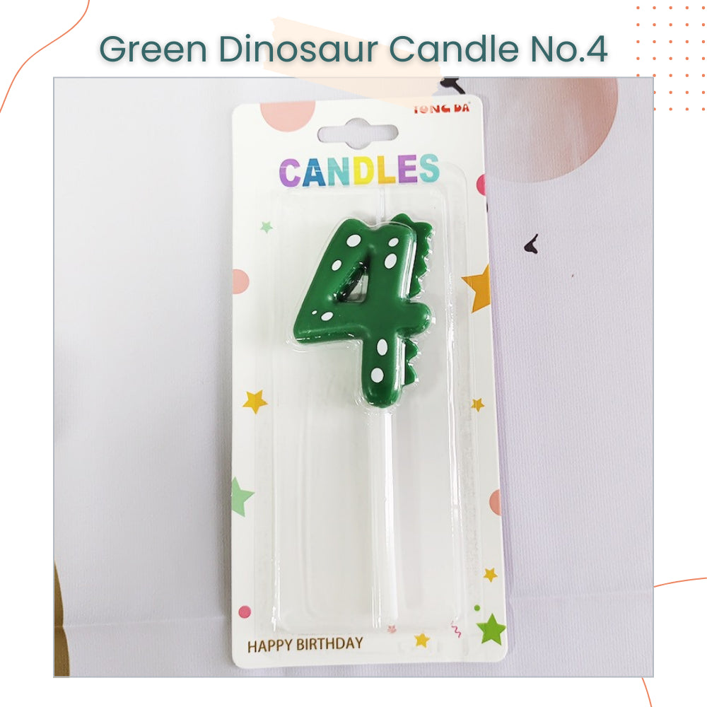 Cute Green Dinosaur Number Candle for Birthday Parties