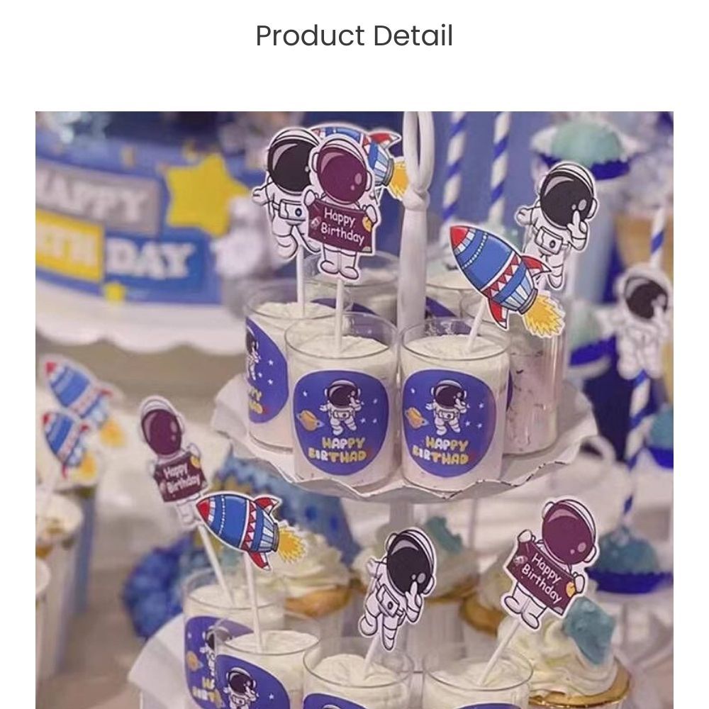 New Edition Space Theme Cake Cupcake Topper Set for Birthday Cake Decoration