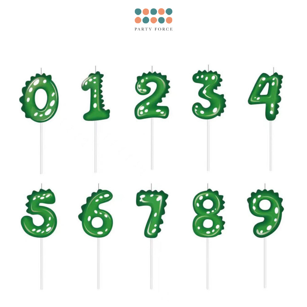 Cute Green Dinosaur Number Candle for Birthday Parties