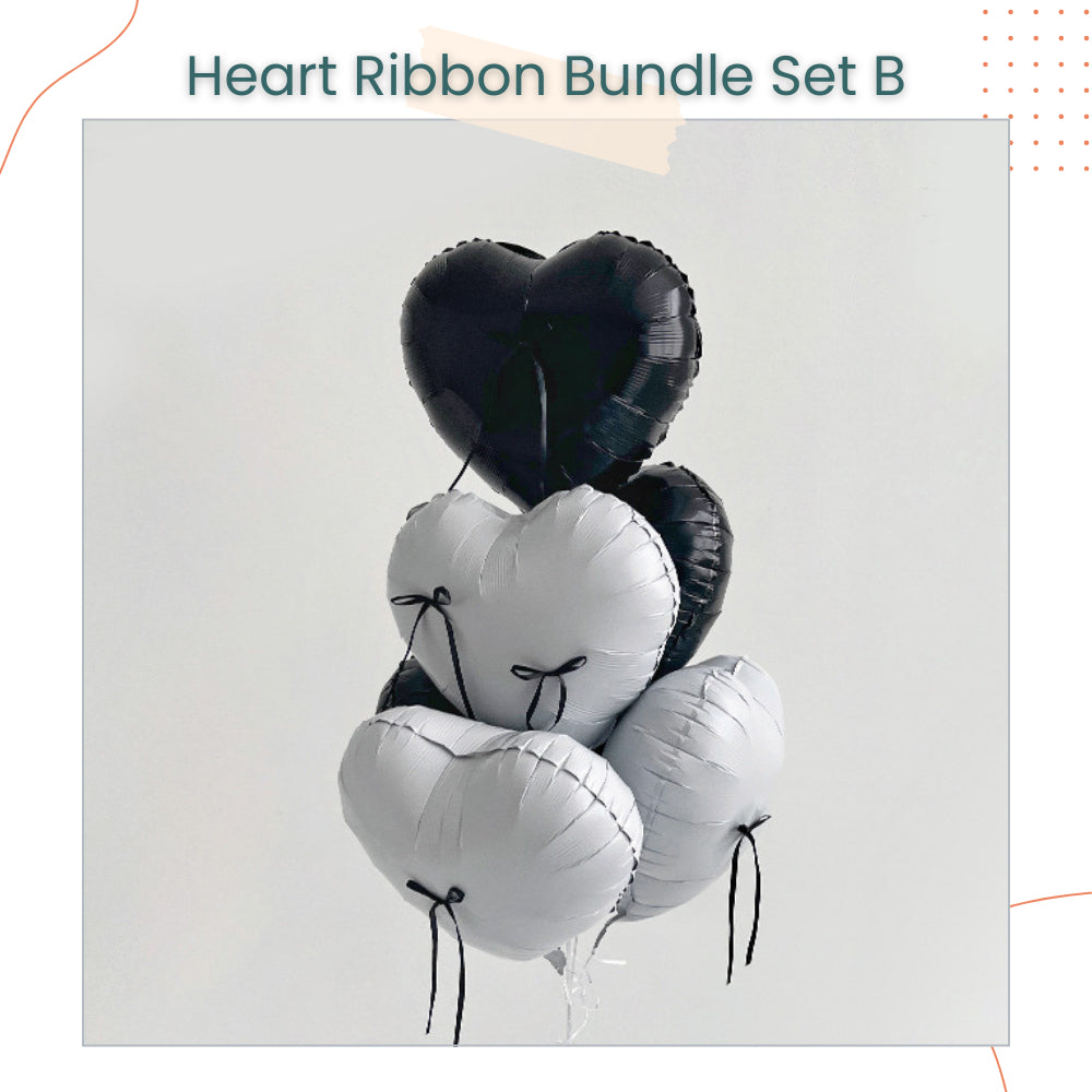 18inch Glossy Cream Heart Ribbon Balloon Bouquet Bundle for Party Events