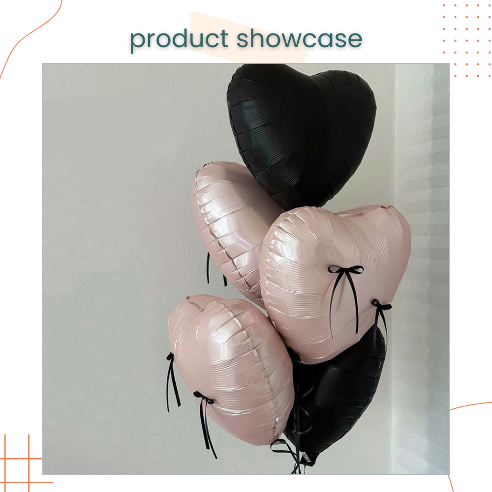 18inch Glossy Cream Heart Ribbon Balloon Bouquet Bundle for Party Events