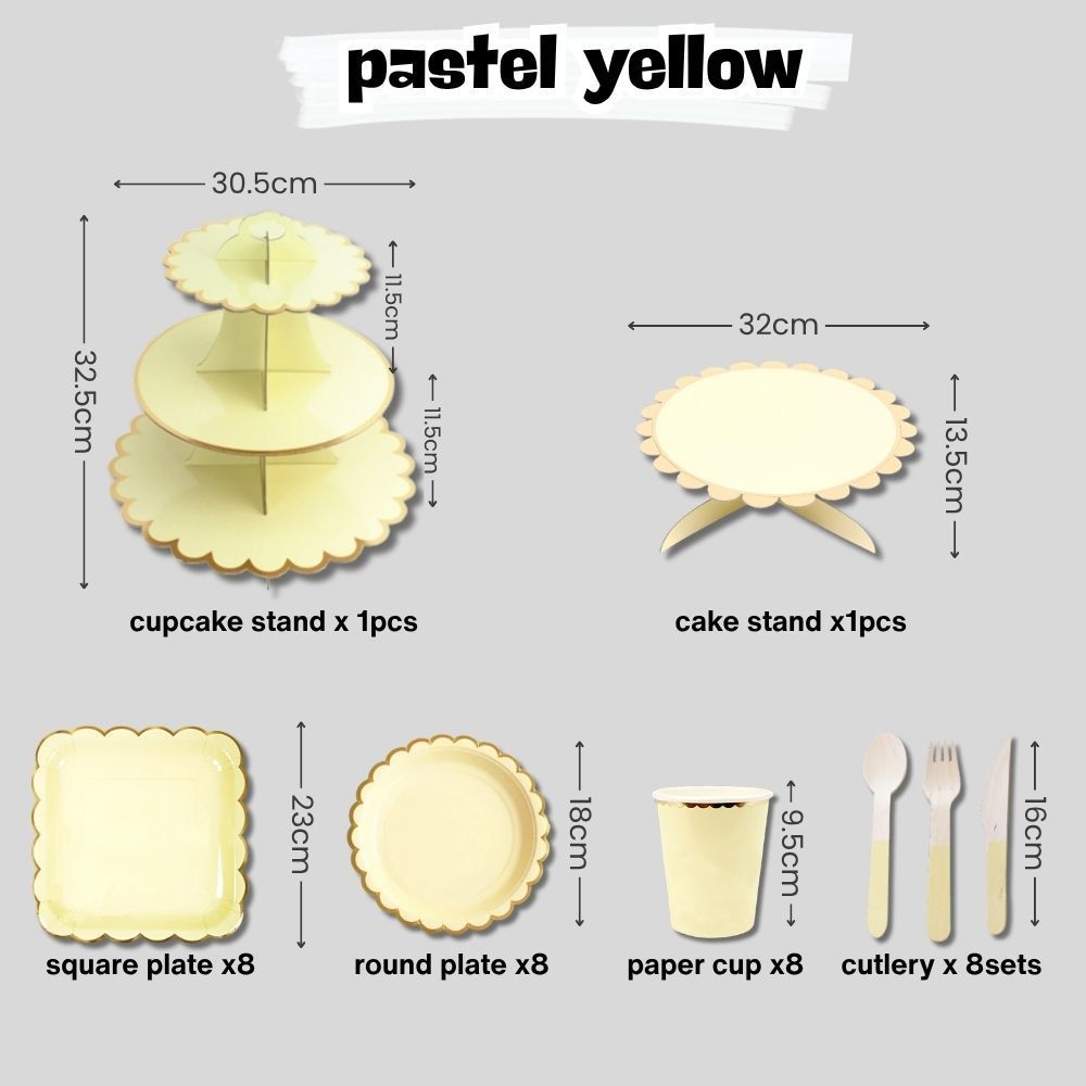 Disposable Pastel color tableware paper plates cutlery sets for party wedding events