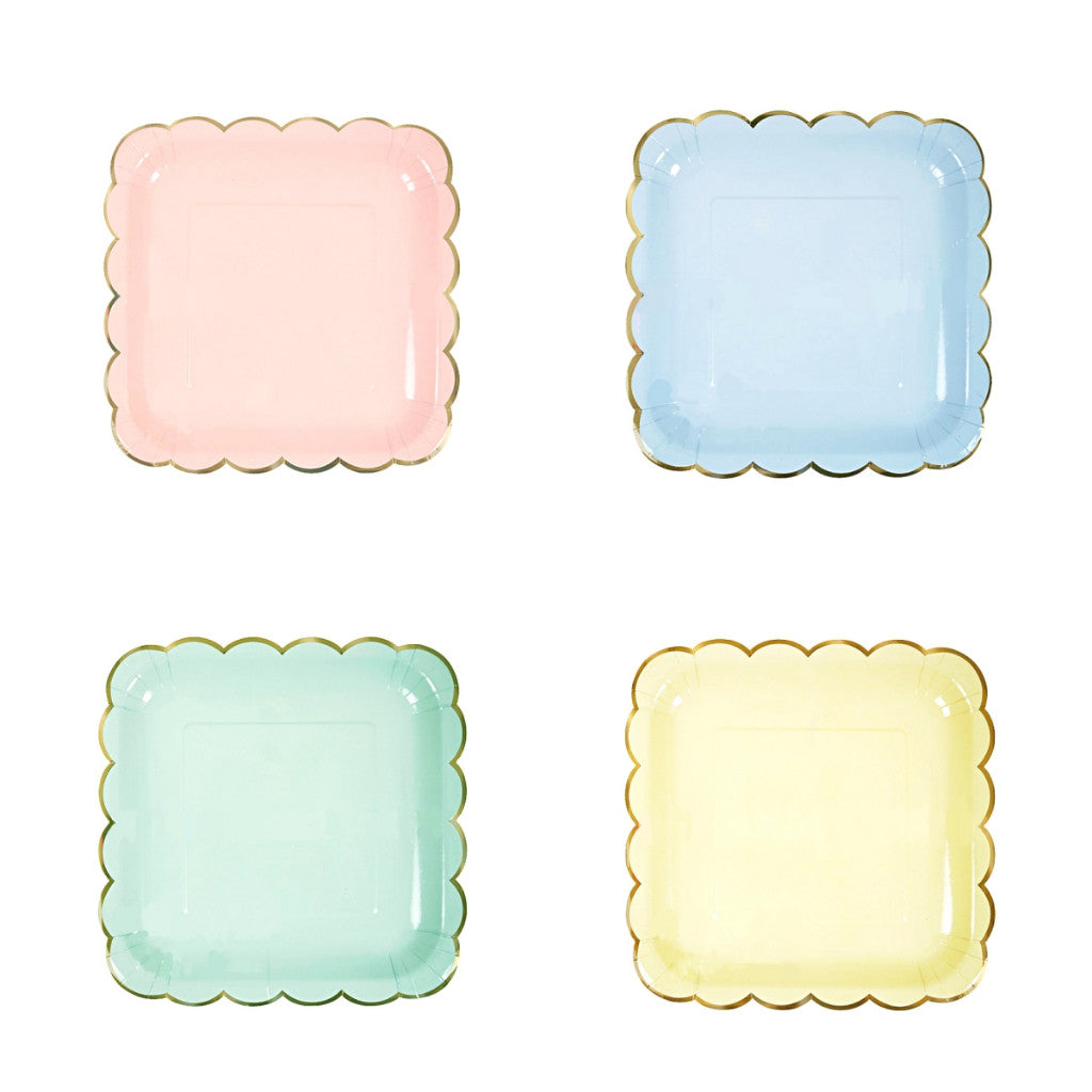Disposable Pastel color tableware paper plates cutlery sets for party wedding events