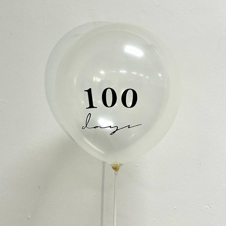 12 inch Transparent Printed Balloon for 100 Days Happy Birthdays Love Decoration
