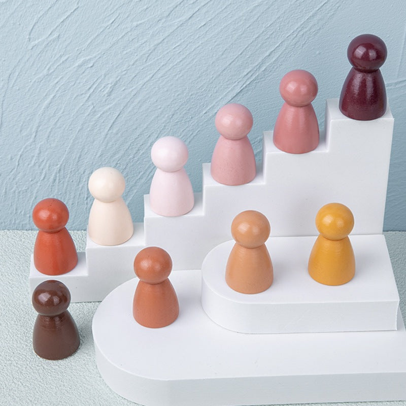 Mini Wooden Rainbow Bricks and Minifigure Toys for Kids