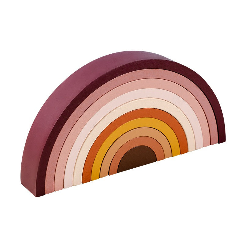 Mini Wooden Rainbow Bricks and Minifigure Toys for Kids
