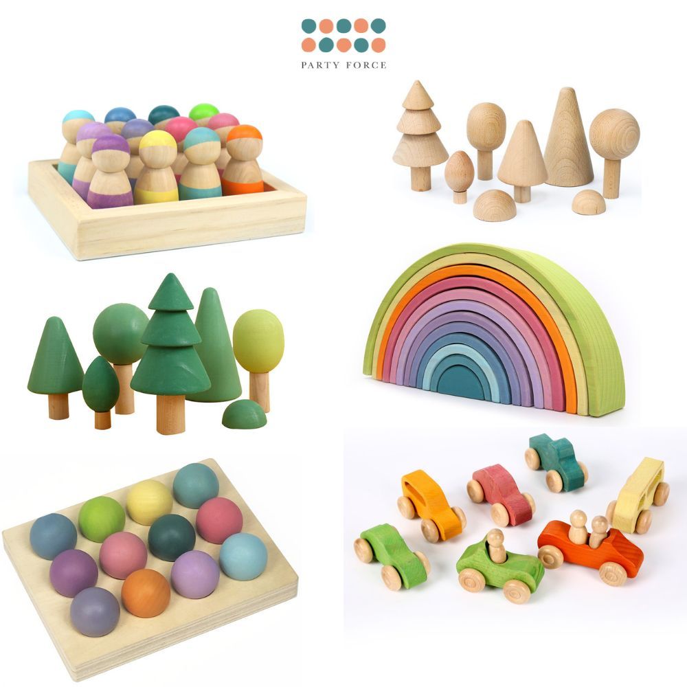 Large Wooden Rainbow Bricks and Other Montesorri Toys for Kids