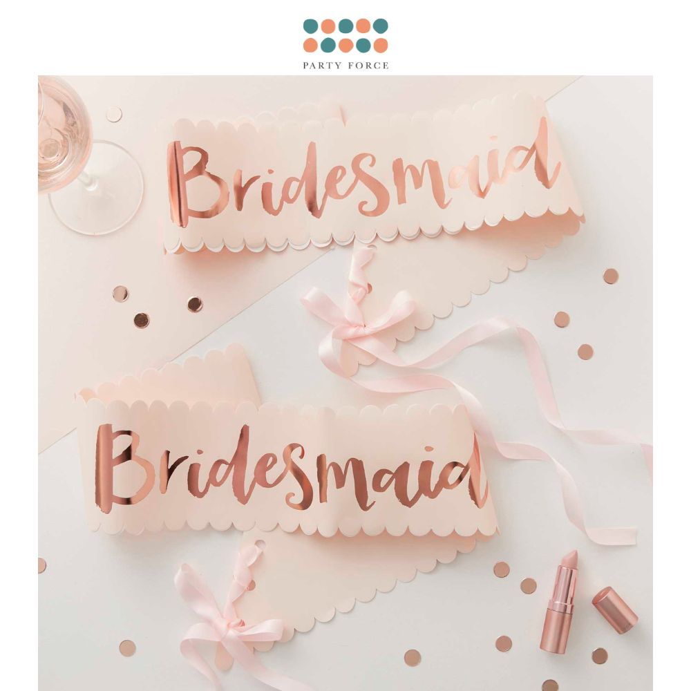 Pink And Rose Gold Hen Party Bridesmaid Sashes 2pcs Set for Hen Party Bridal