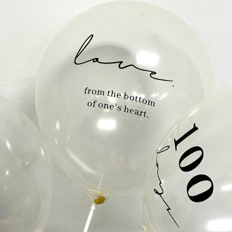 12 inch Transparent Printed Balloon for 100 Days Happy Birthdays Love Decoration