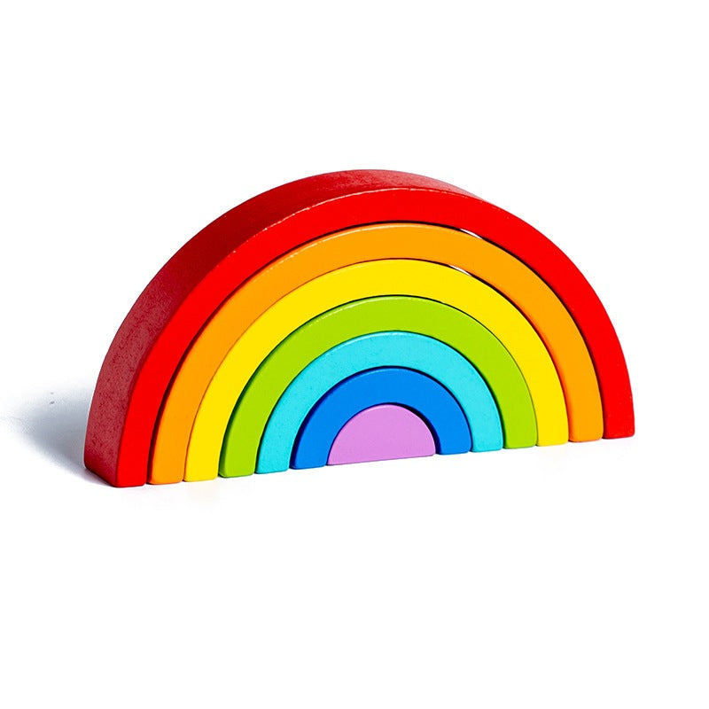Mini Wooden Rainbow Bricks and Minifigure Toys for Kids