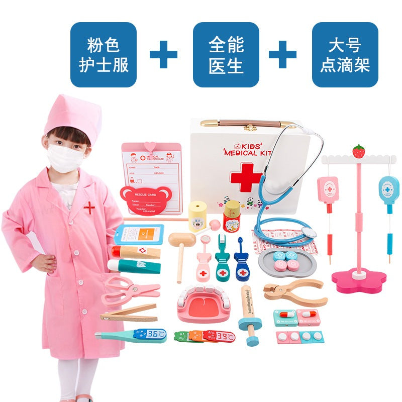 Solid Wood Kids Pretend Play Docter Role Play Set