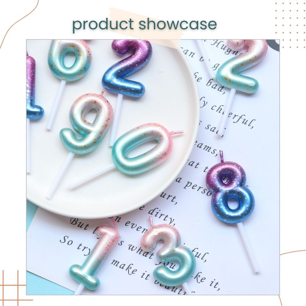 Pink Ocean and Purple Galaxy 0-9 Number Candle for Birthday Cake Decoration Birthday Party