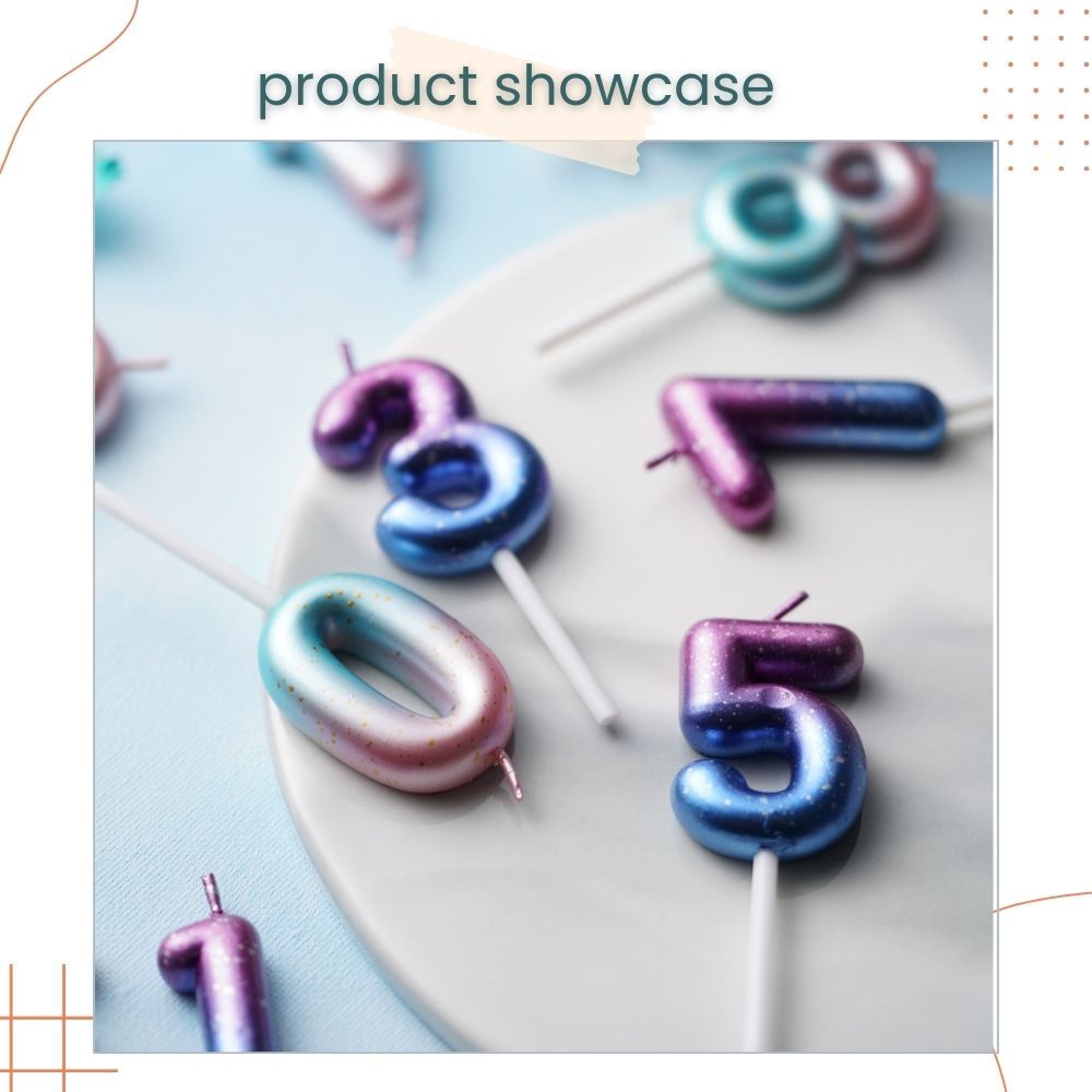 Pink Ocean and Purple Galaxy 0-9 Number Candle for Birthday Cake Decoration Birthday Party