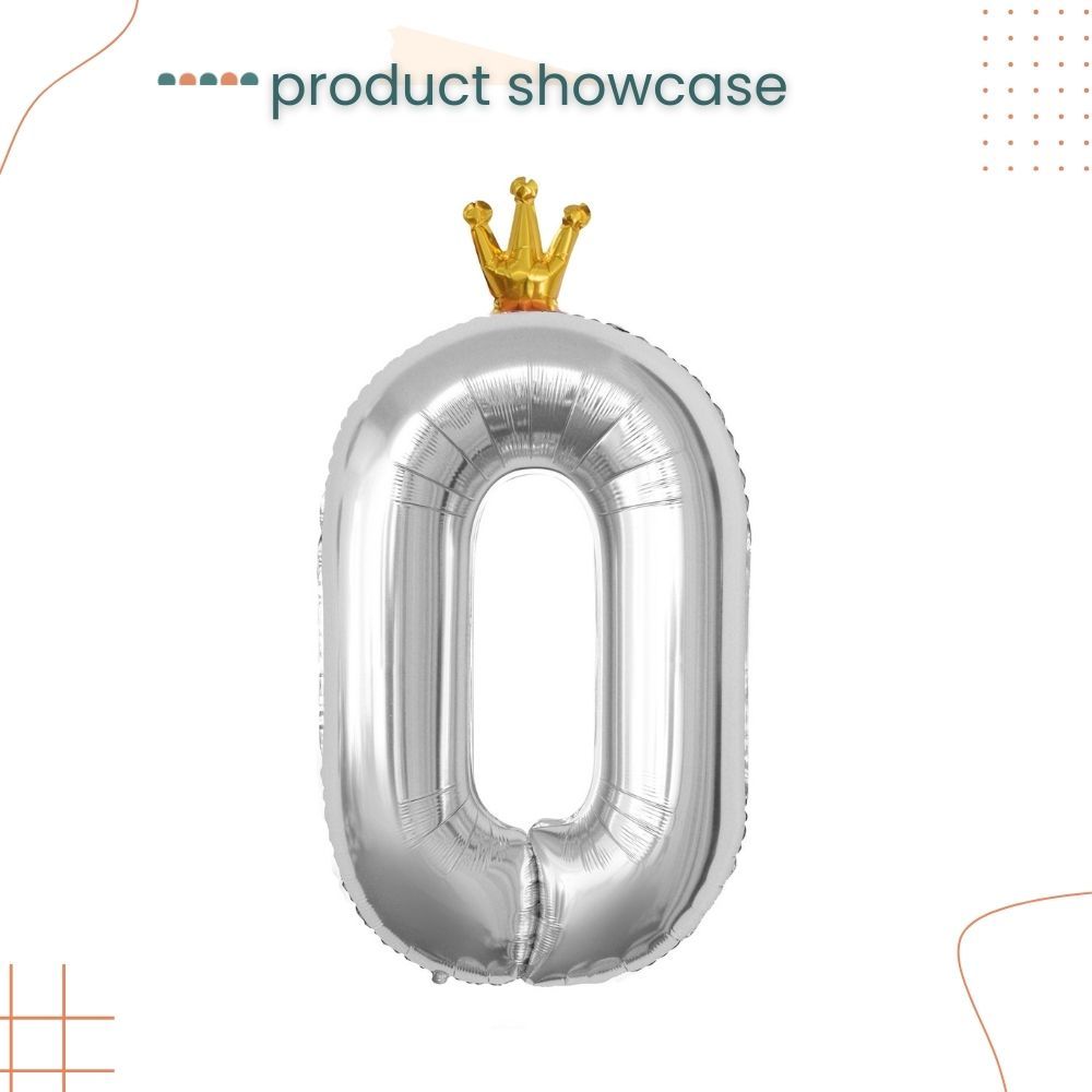 40 inch Sliver Crown Number Balloon