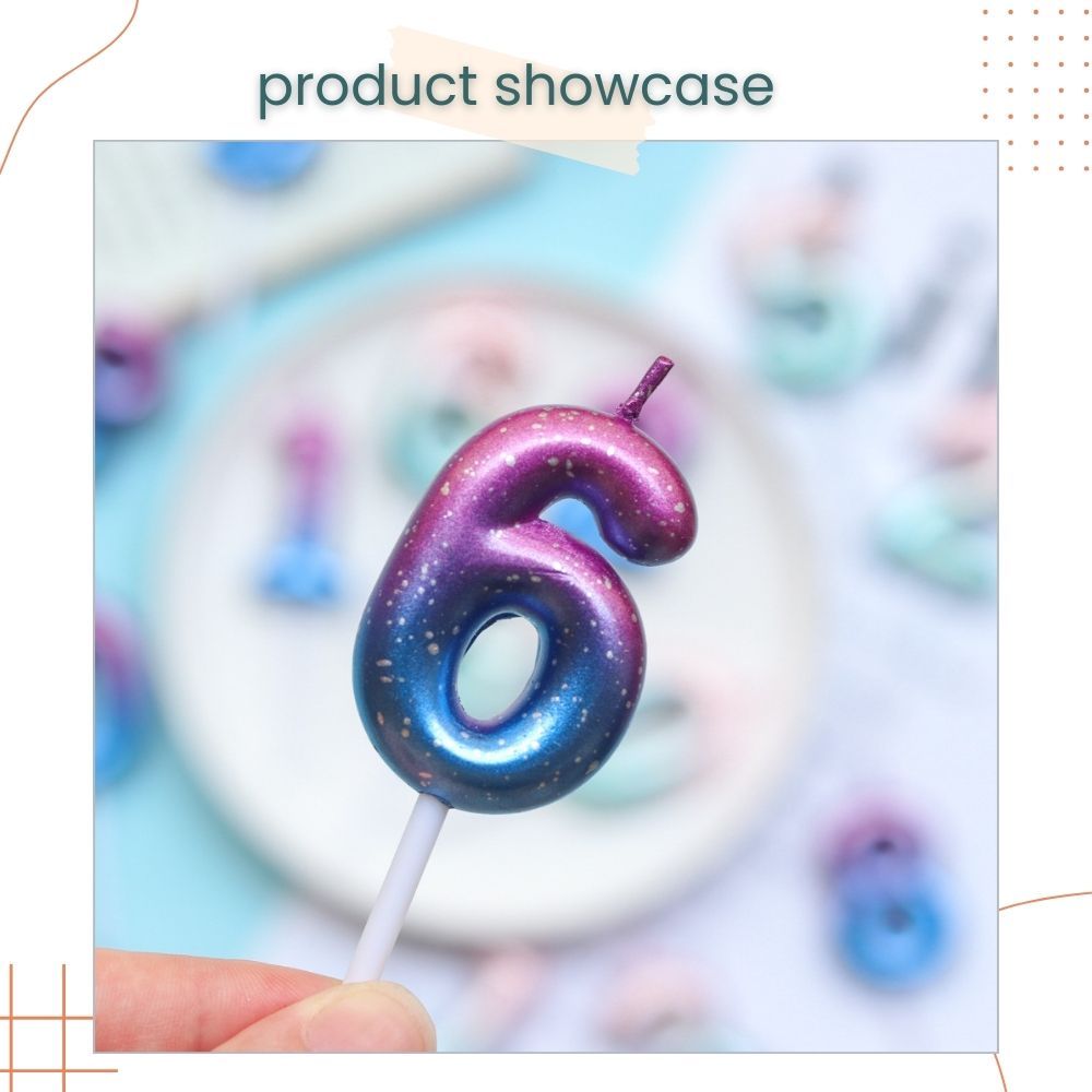 Pink Ocean and Purple Galaxy 0-9 Number Candle for Birthday Cake Decoration Birthday Party