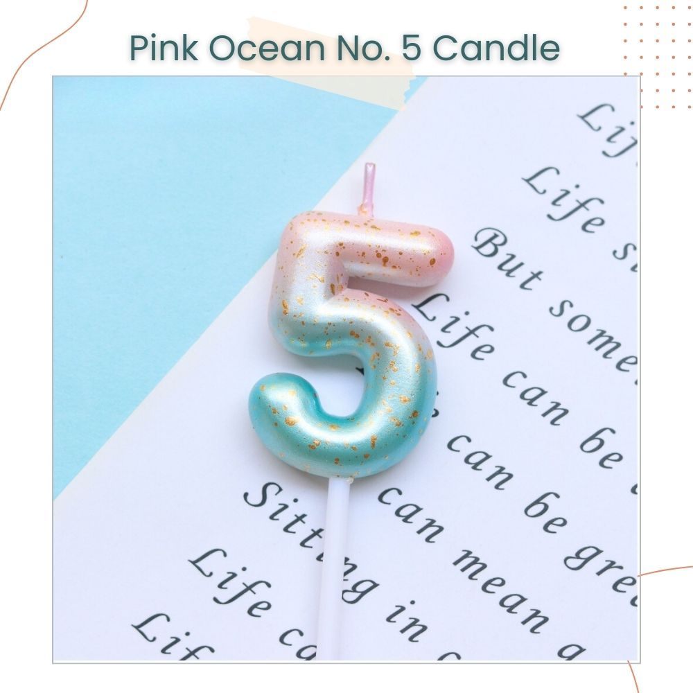 Pink Ocean and Purple Galaxy 0-9 Number Candle for Birthday Cake Decoration Birthday Party
