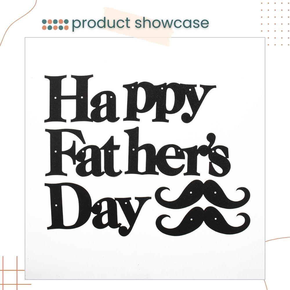 Happy Father's Day Glitter Gold Black Banner Card for Father's Day Decoration Parties