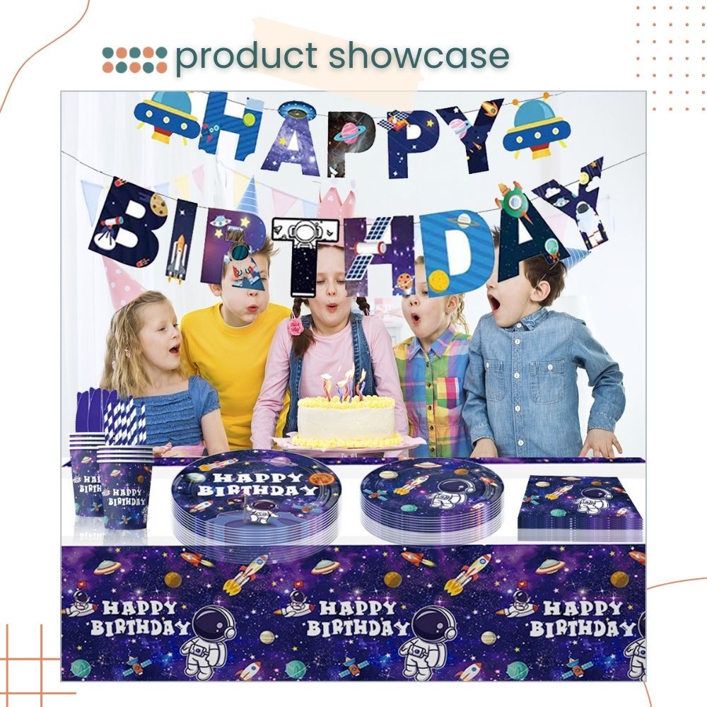 New Edition Space Astronaut Theme Tableware Banner for Birthday Partie Celebration