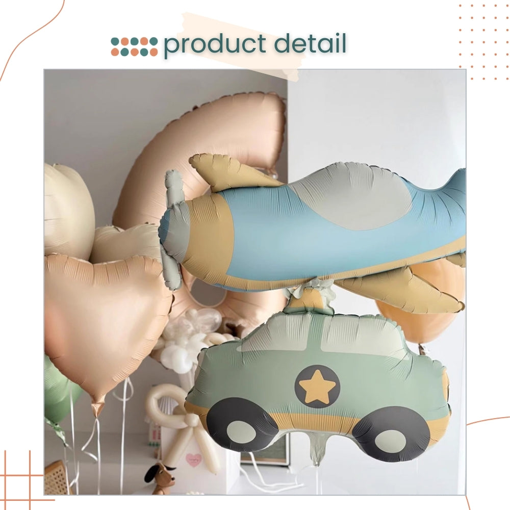 Premium Matt Finishing Airplane Car Rainbow Bear foil balloon for Birthday Decoration