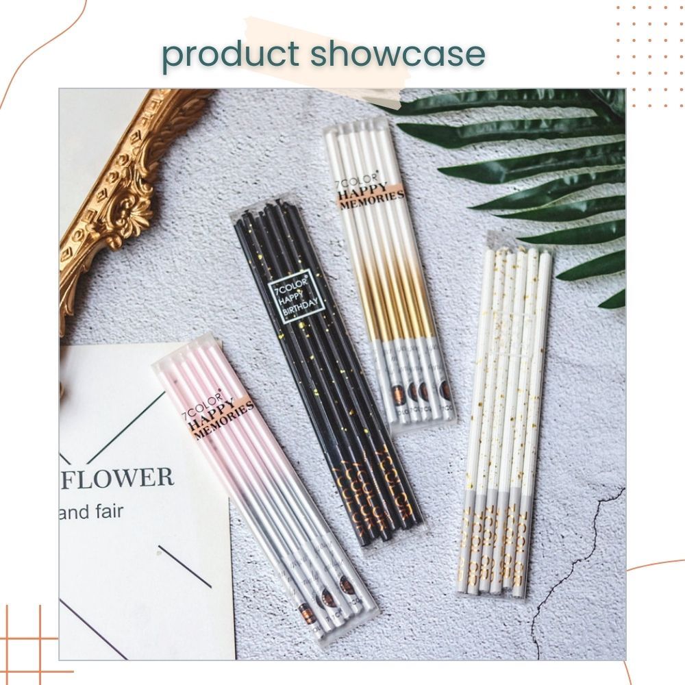 Simple Metal Long Pencil Birthday Cake Candles for Birthday Cake Decoration