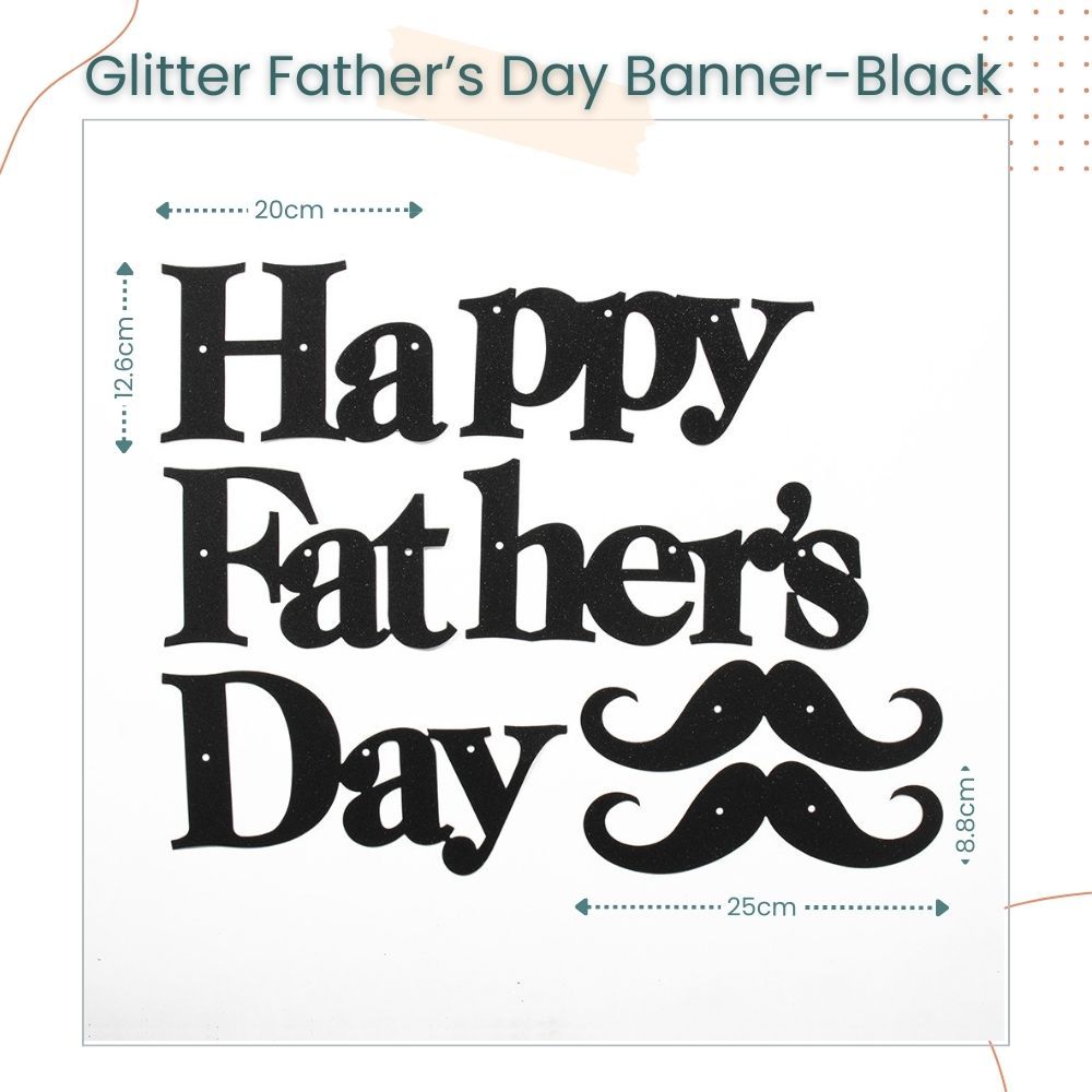 Happy Father's Day Glitter Gold Black Banner Card for Father's Day Decoration Parties