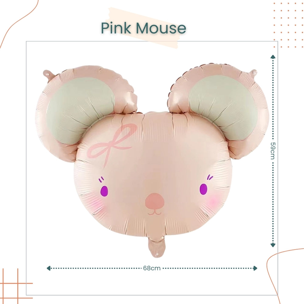 Premium Matt Finishing Goodnight moon Pink Mouse Rabbit Crane Foil balloon for birthday party decoration