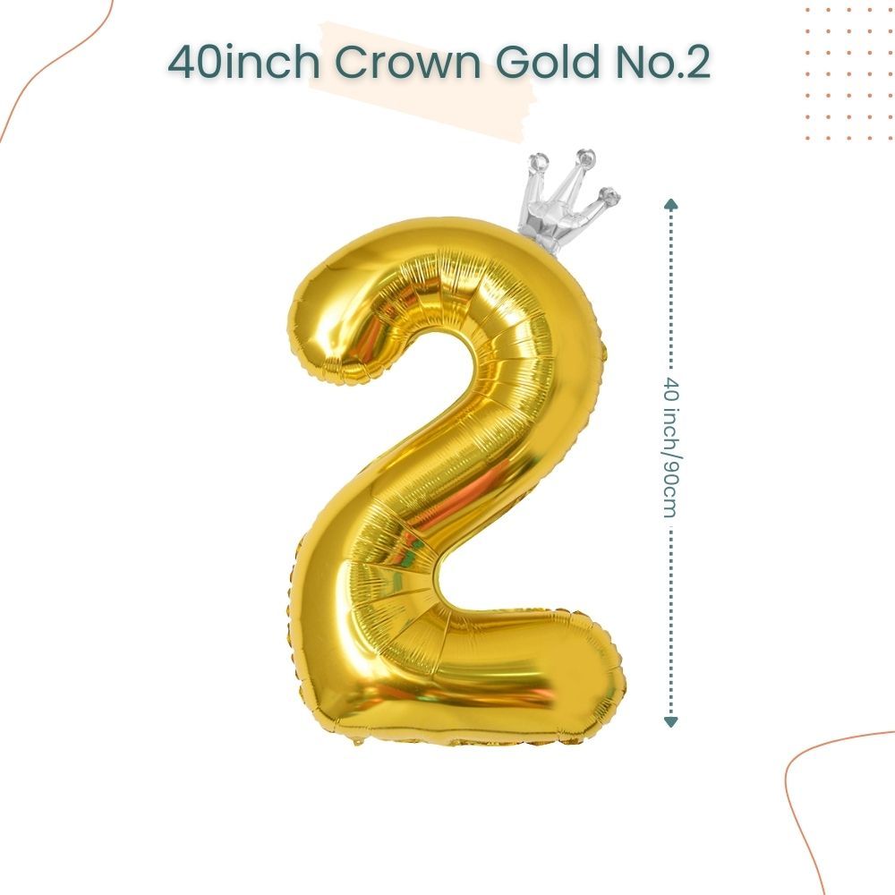 40 inch Gold Crown Number Balloon