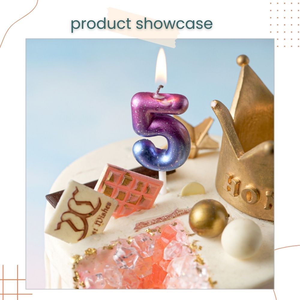 Pink Ocean and Purple Galaxy 0-9 Number Candle for Birthday Cake Decoration Birthday Party