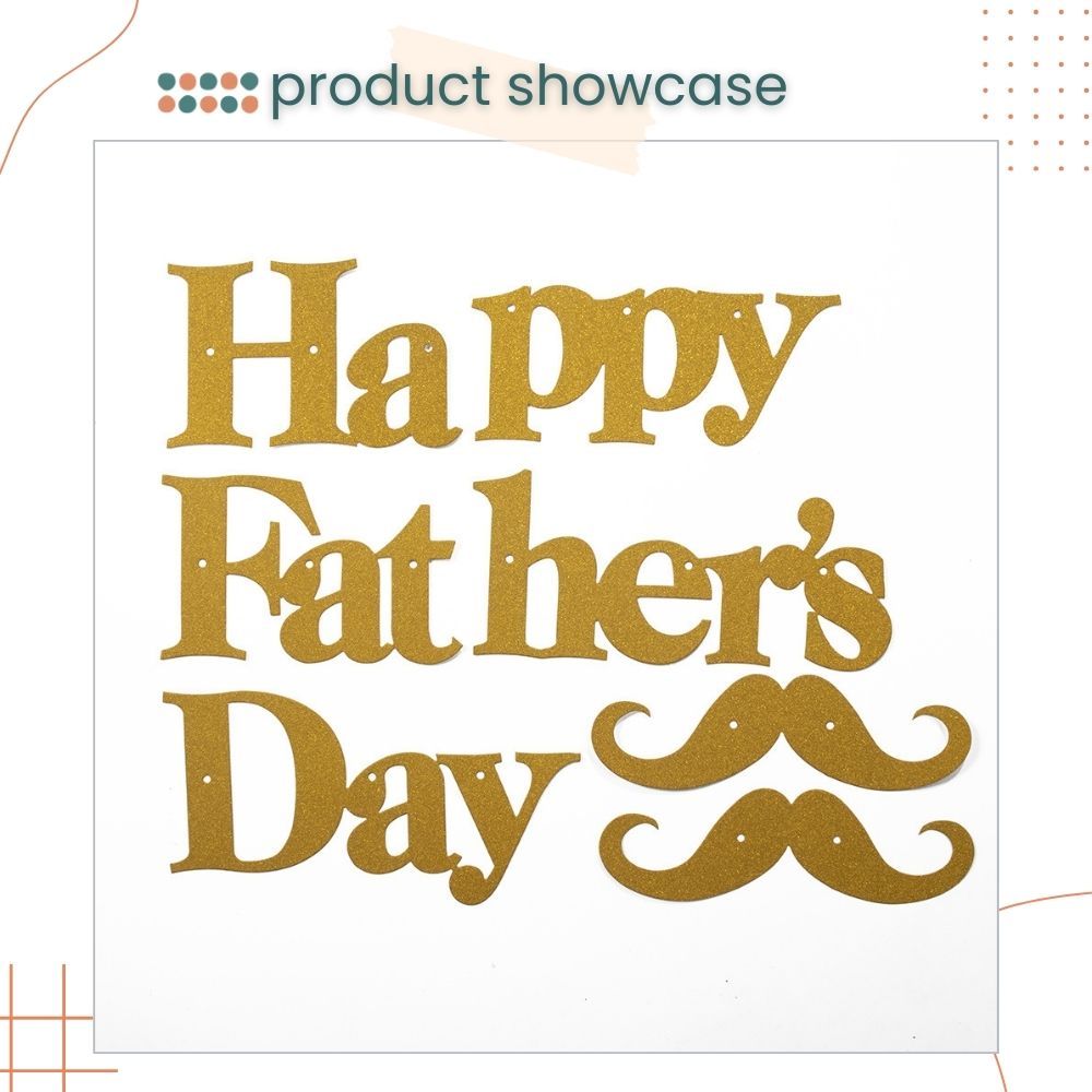 Happy Father's Day Glitter Gold Black Banner Card for Father's Day Decoration Parties