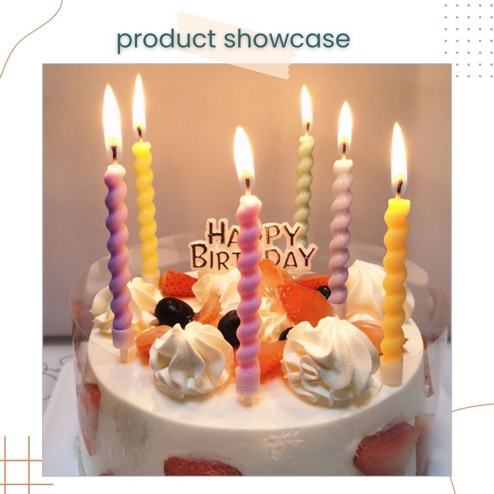 Pastel Romantic Rainbow Swirl 6pcs Candles Set for Birthday Cake Decoration Birthday Party