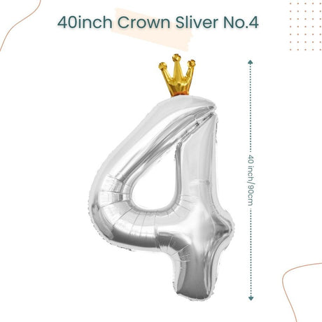 40 inch Sliver Crown Number Balloon