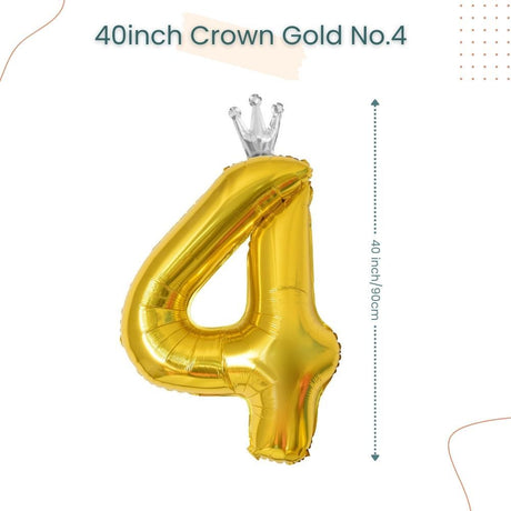 40 inch Gold Crown Number Balloon