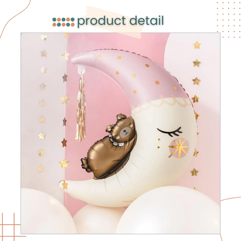 Premium Matt Finishing Goodnight moon Pink Mouse Rabbit Crane Foil balloon for birthday party decoration