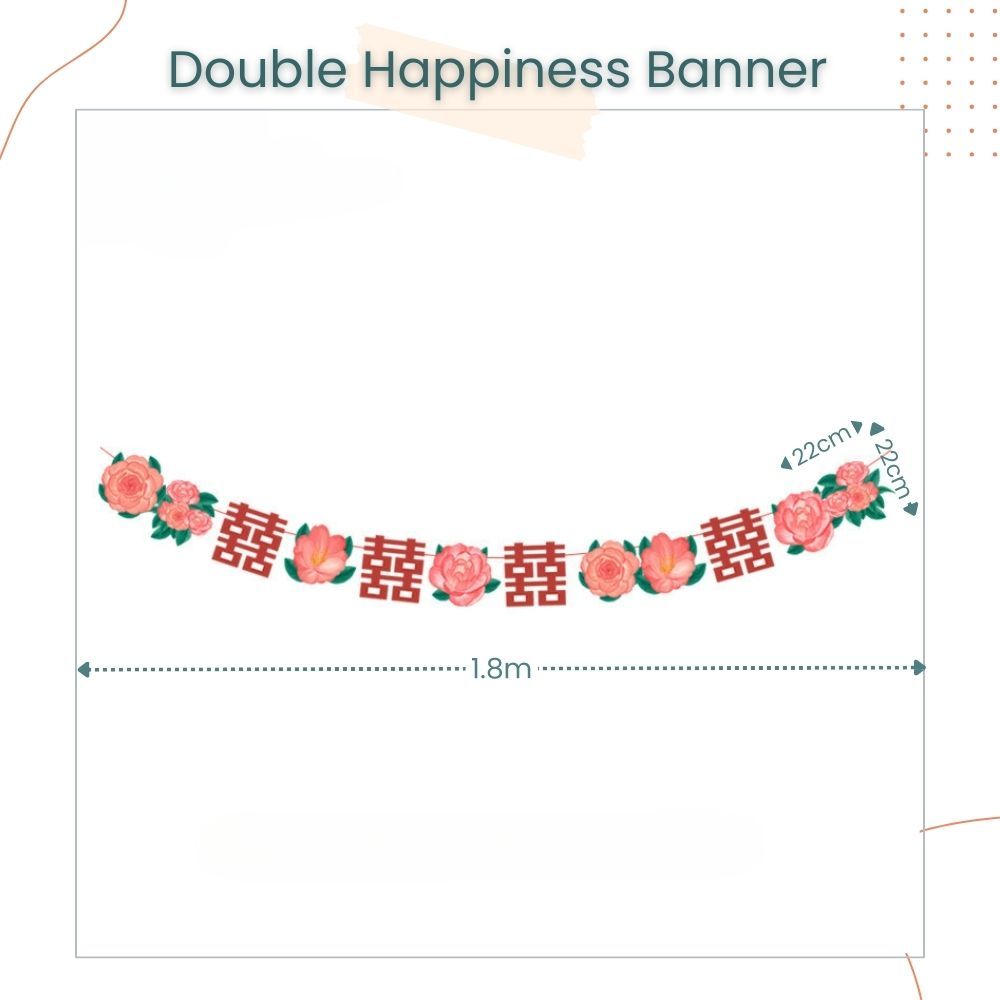 Red Theme Chinese Happy Wedding Banner for Wedding Party Event Decoration