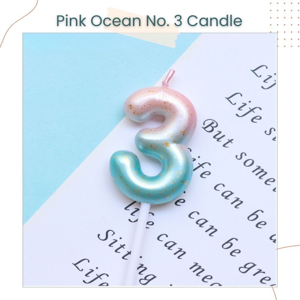 Pink Ocean and Purple Galaxy 0-9 Number Candle for Birthday Cake Decoration Birthday Party