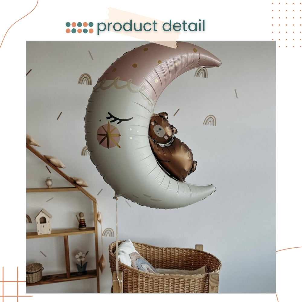 Premium Matt Finishing Goodnight moon Pink Mouse Rabbit Crane Foil balloon for birthday party decoration