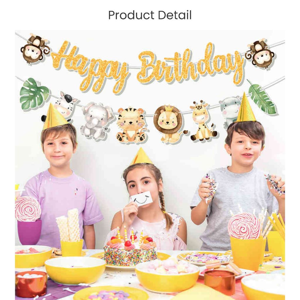 Kids Cartoon HBD Banner Mermaid Animal Dinosaur Construction Banner for Birthday Decoration