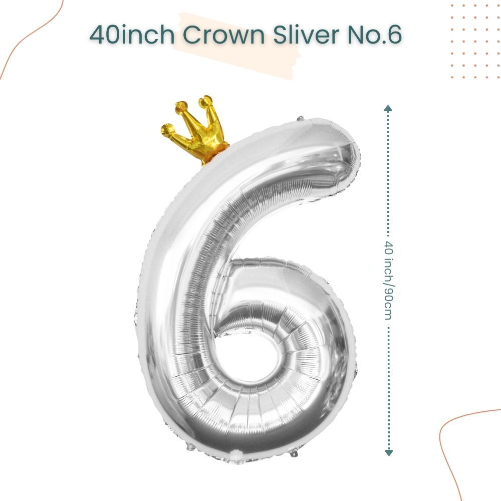 40 inch Sliver Crown Number Balloon
