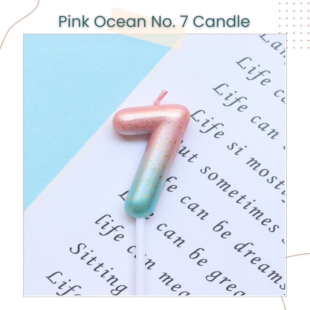 Pink Ocean and Purple Galaxy 0-9 Number Candle for Birthday Cake Decoration Birthday Party