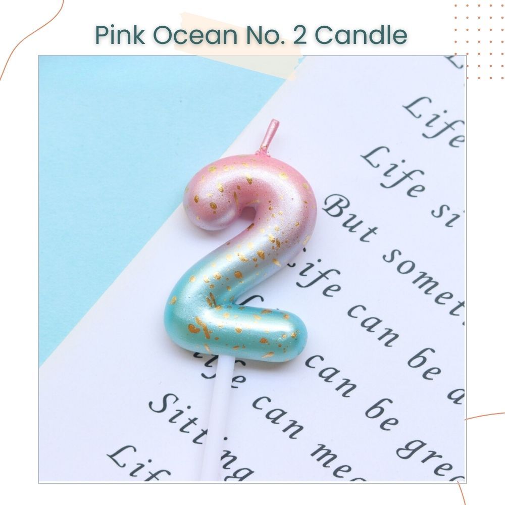 Pink Ocean and Purple Galaxy 0-9 Number Candle for Birthday Cake Decoration Birthday Party
