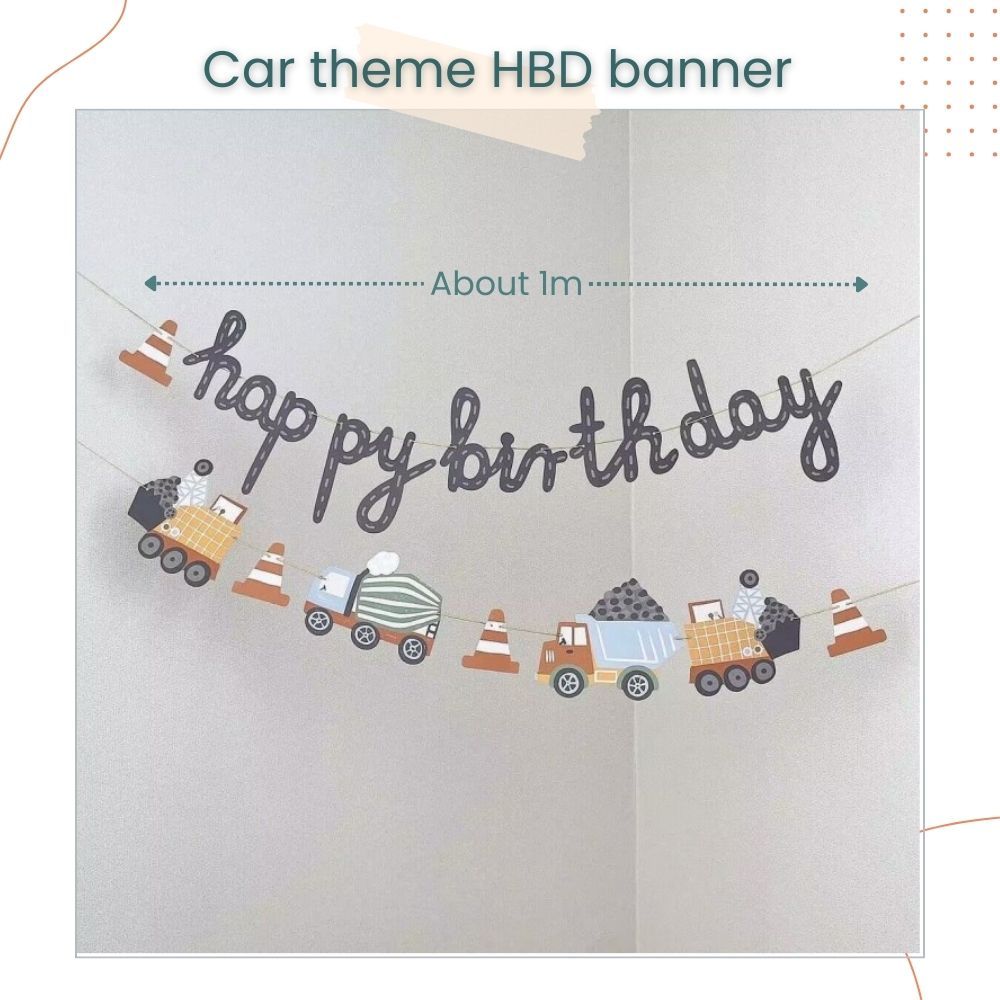 Car Theme HBD Banner for Birthday Parties Decoration