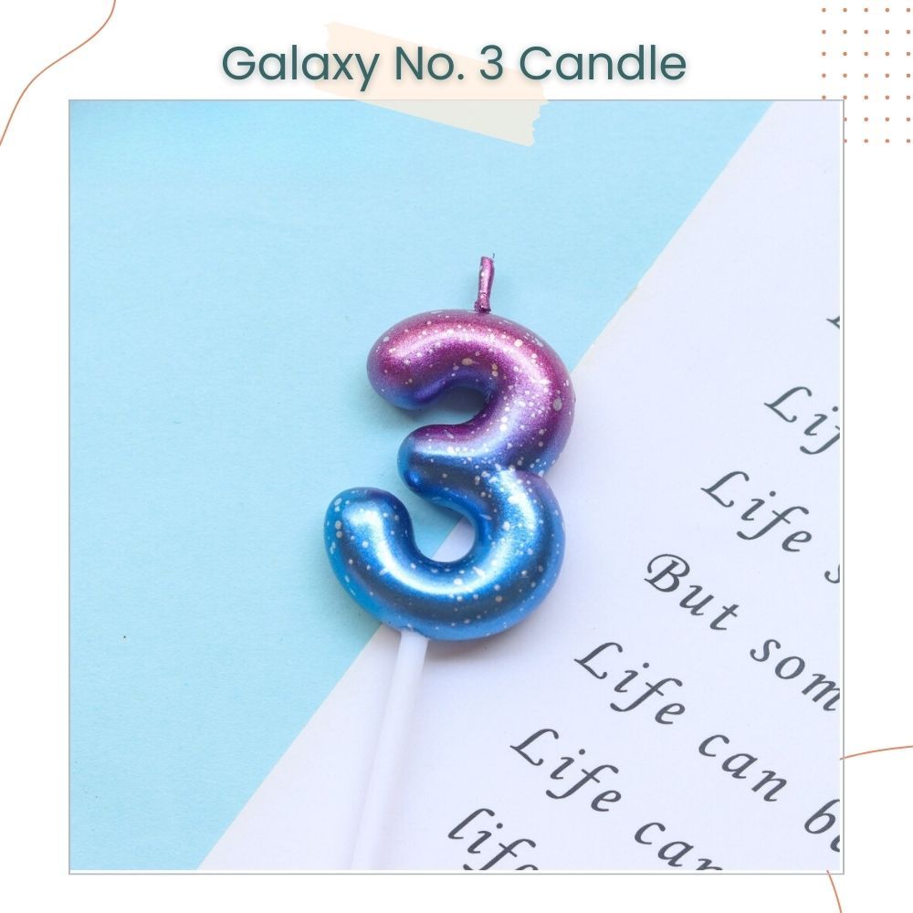 Pink Ocean and Purple Galaxy 0-9 Number Candle for Birthday Cake Decoration Birthday Party