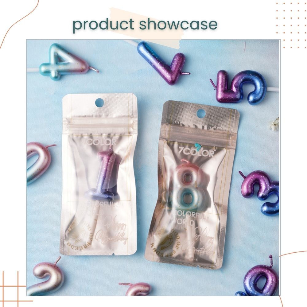 Pink Ocean and Purple Galaxy 0-9 Number Candle for Birthday Cake Decoration Birthday Party