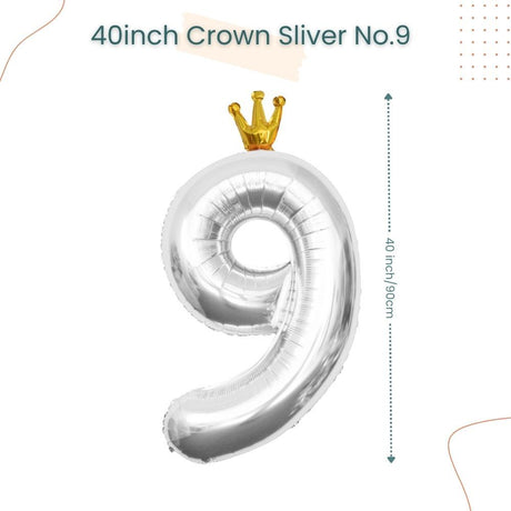 40 inch Sliver Crown Number Balloon