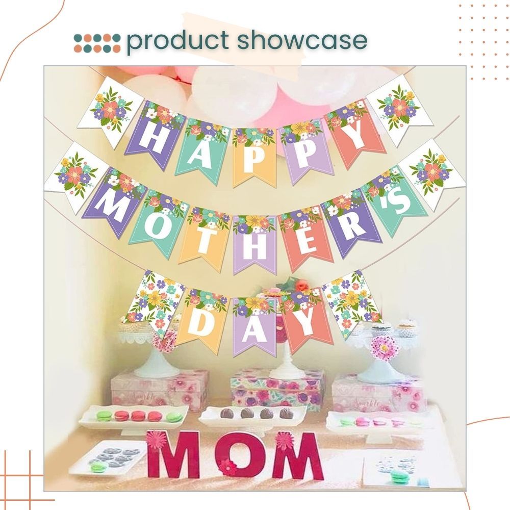 Happy Mother's Day Pastel Flower Design Banner For Mother's Day Parties Decoration
