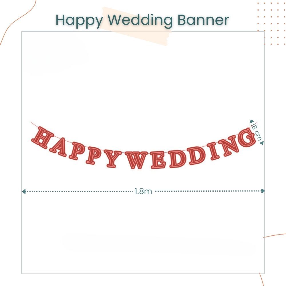 Red Theme Chinese Happy Wedding Banner for Wedding Party Event Decoration