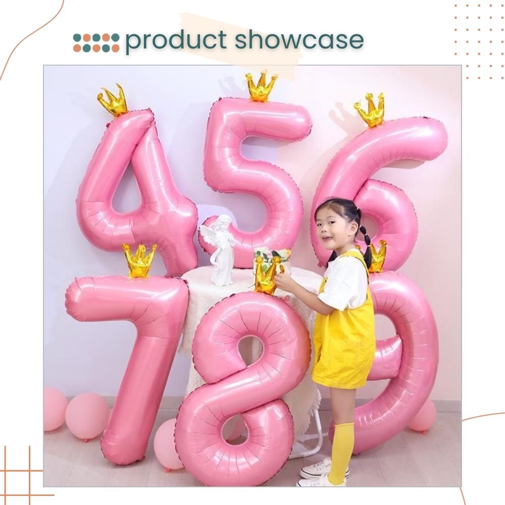 40 inch Pink Crown Number Balloon