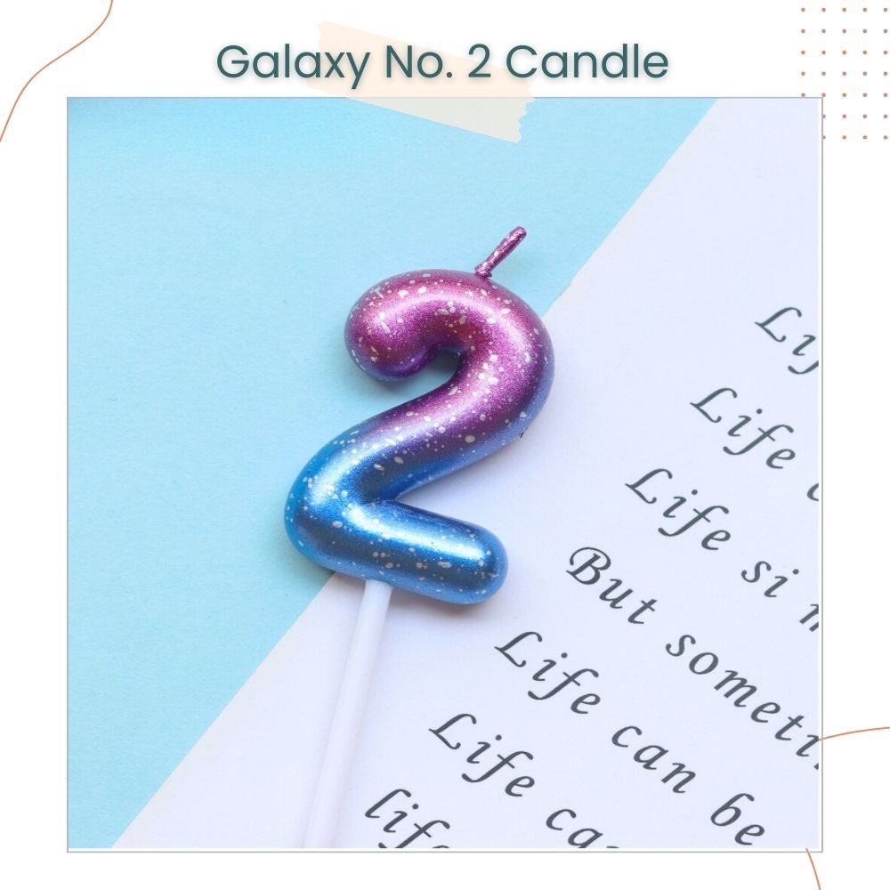 Pink Ocean and Purple Galaxy 0-9 Number Candle for Birthday Cake Decoration Birthday Party