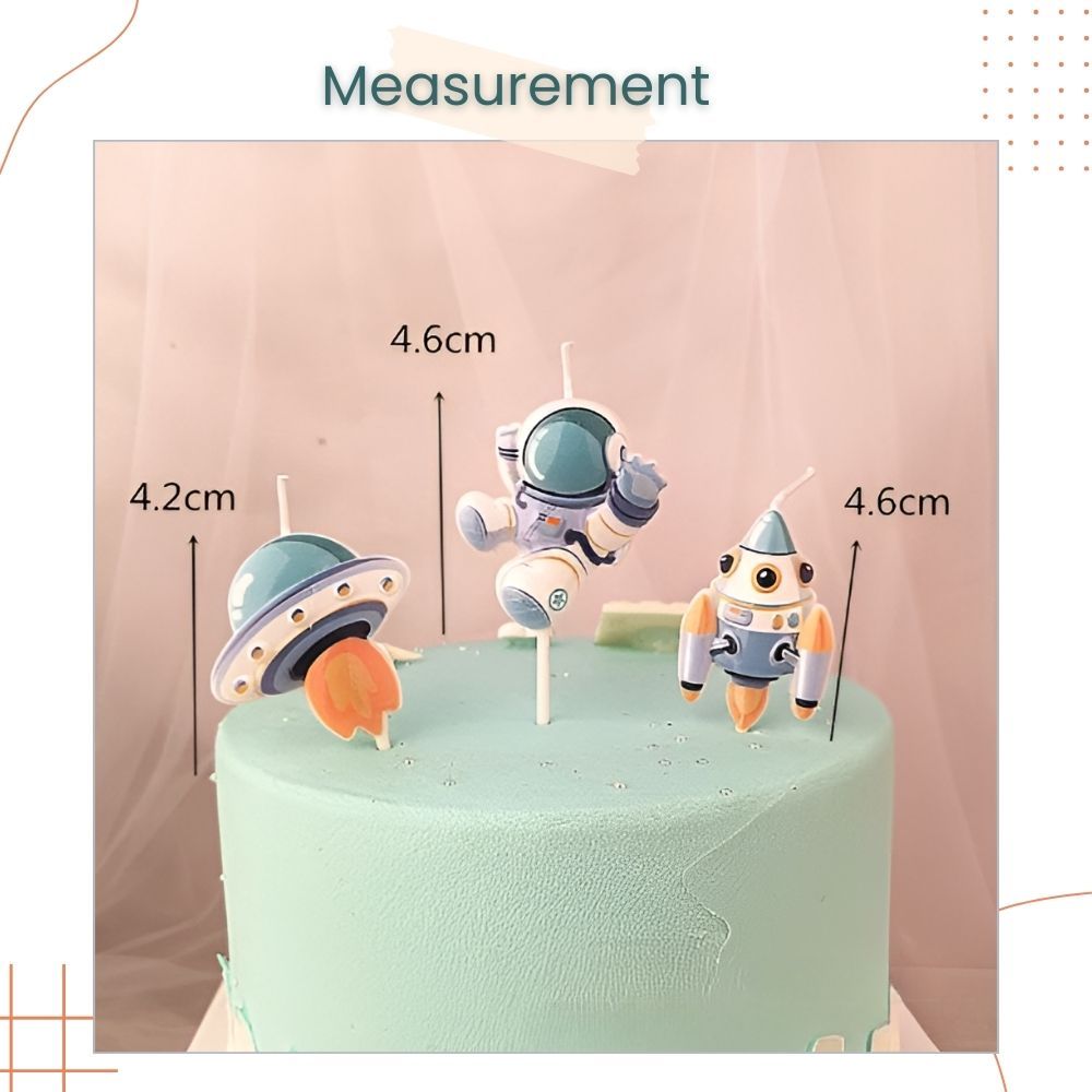 Space Astronaut Rocket UFO Design Candles for Birthday Cake Decoration