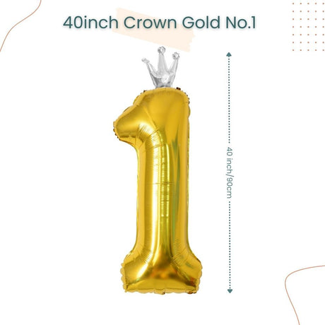 40 inch Gold Crown Number Balloon